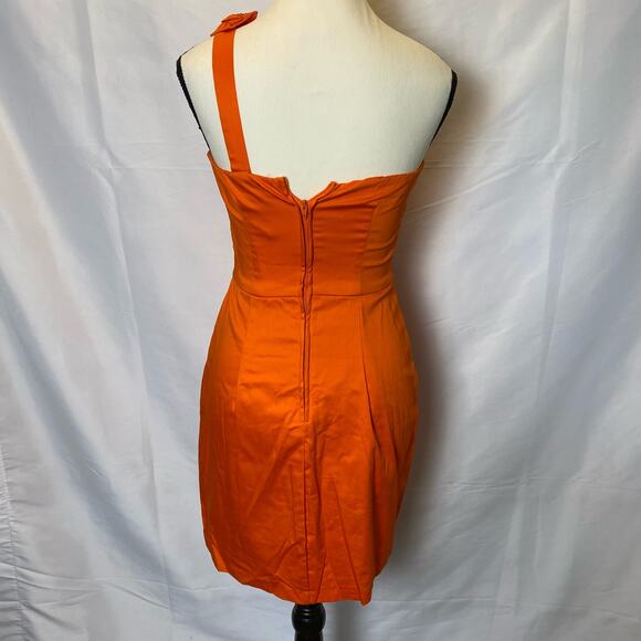 B Darlin Orange Flower One Strap Bodycon Formal Mini Dress Size 5/6 - Picture 6 of 12